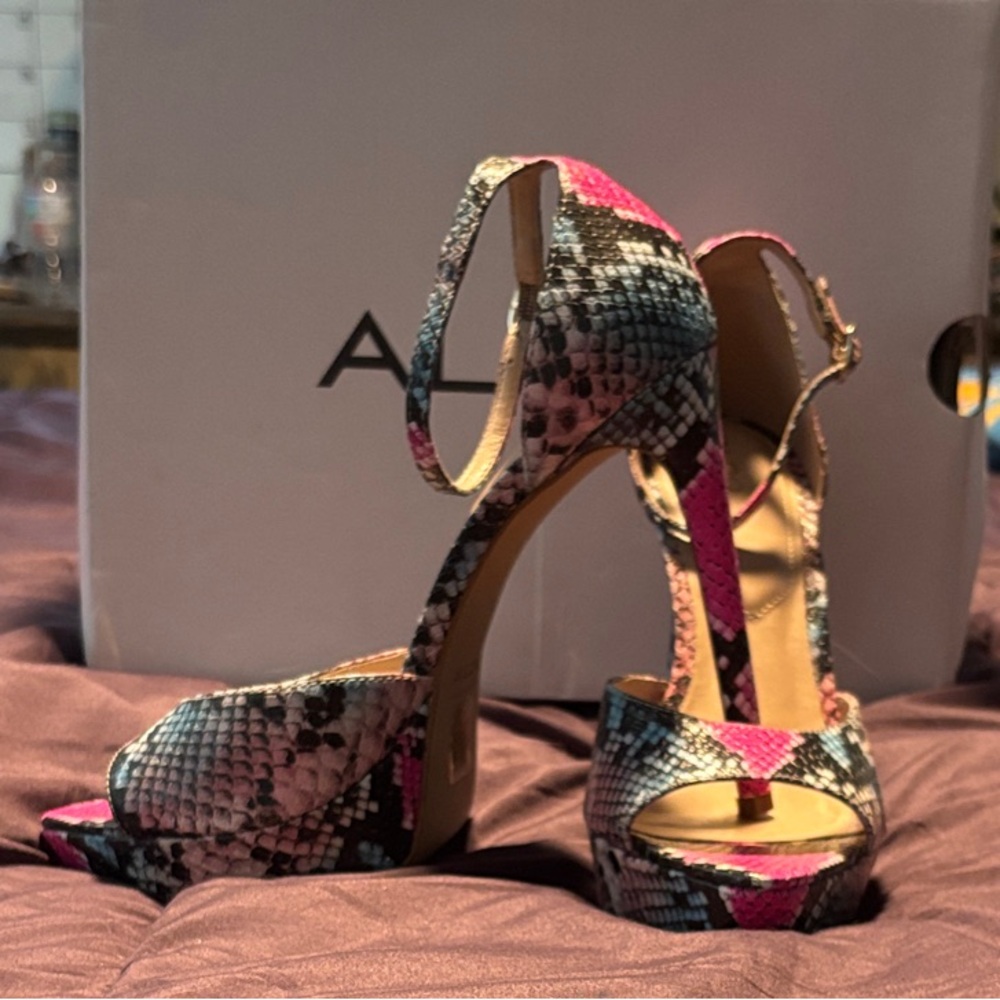 Aldo Women's Snakeskin Pattern Heels - Pink and Black